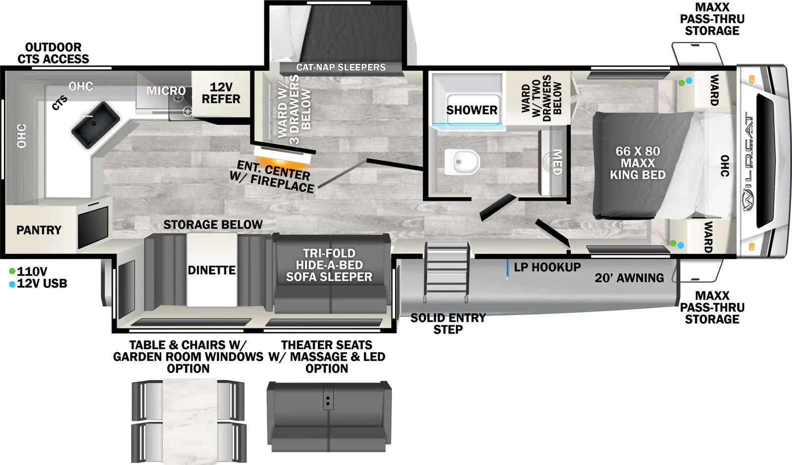 Wildcat Travel Trailers 304MBX - ONE Floorplan